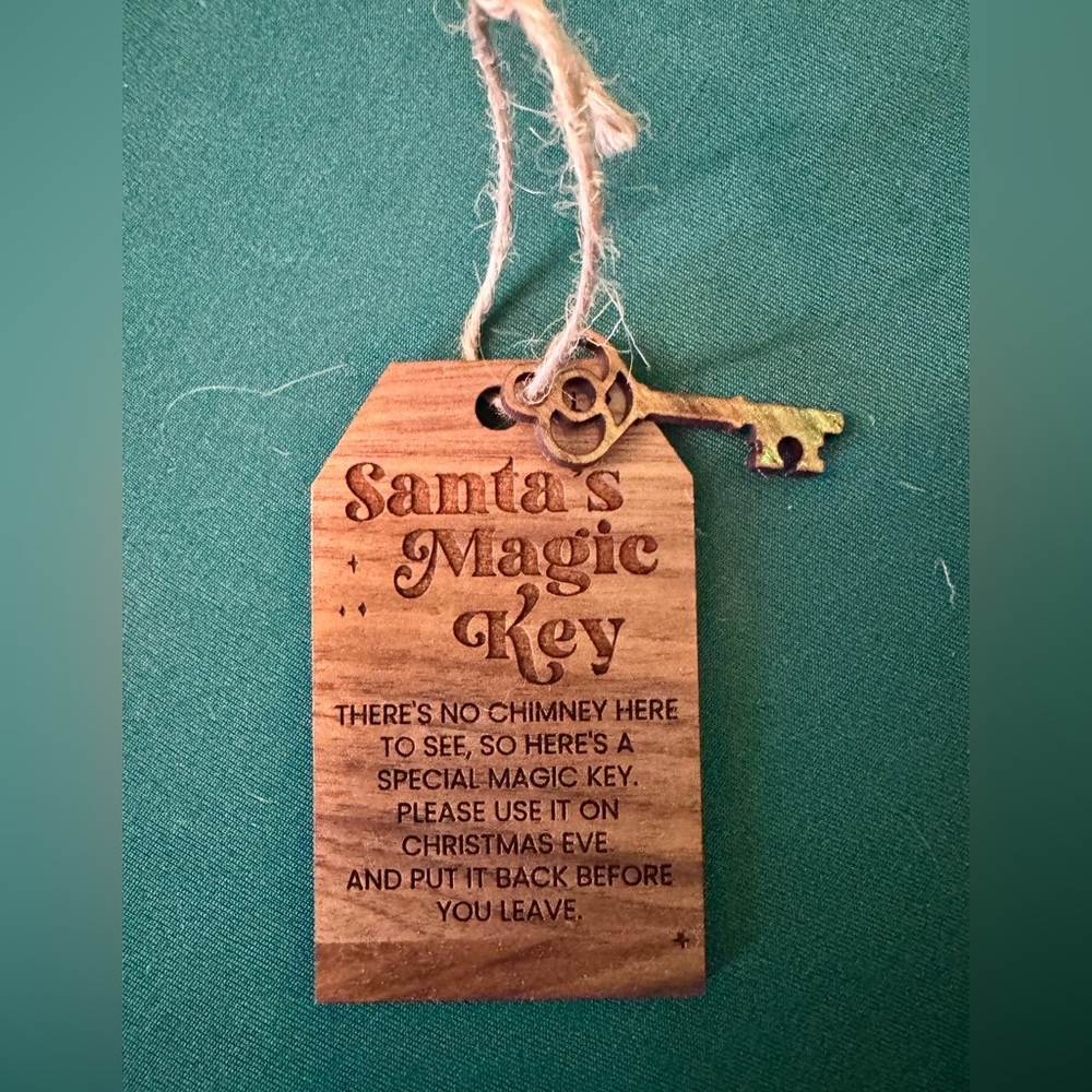 Santa's Magic Key Wooden Ornament - Brown